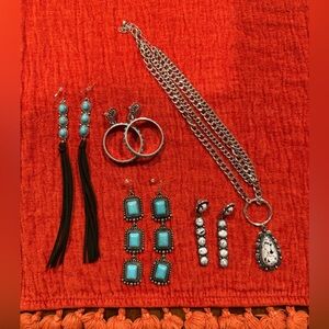FAUX Silver and Turquoise Jewelry